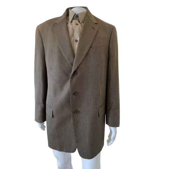 Tallia Uomo Blazer Sport Coat Suit Jacket Men Size 44L Tan Black - Picture 1 of 3